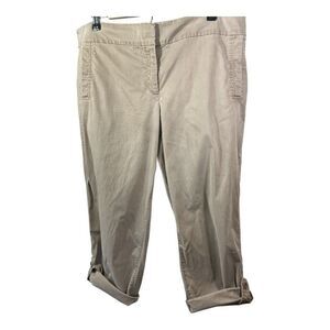 EILEEN FISHER Women's Cropped Trousers Capri Pants Khaki Size Large